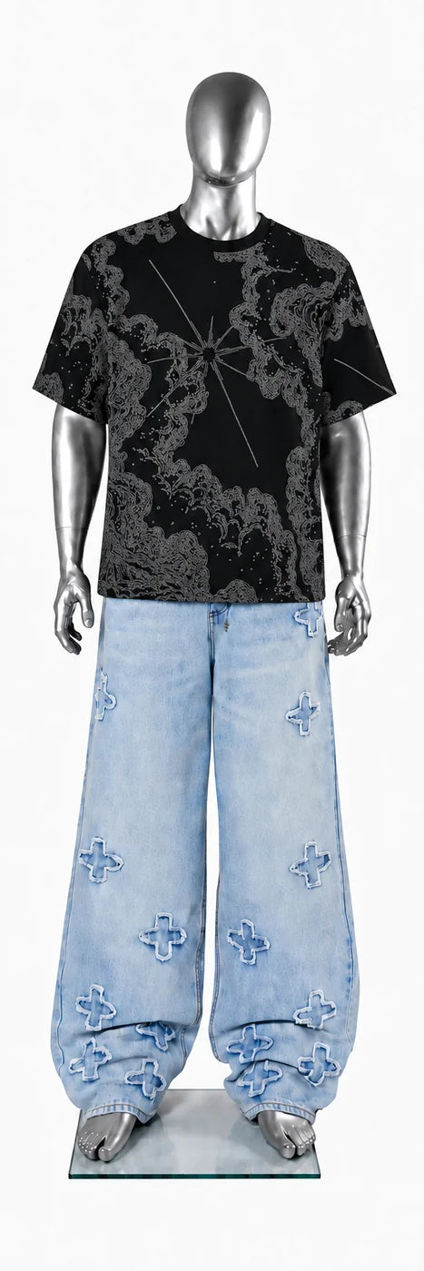 053 — Black Oversized Tee — Mannequin front