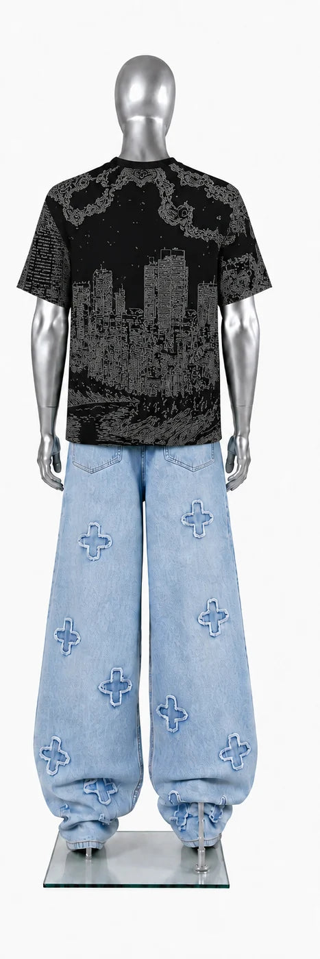042 — Black Oversized Tee — Mannequin back