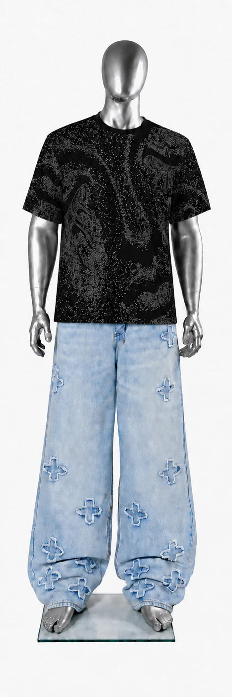 026 — Black Oversized Tee — Mannequin front