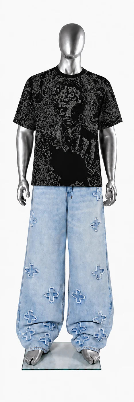 035 — Black Oversized Tee — Mannequin front