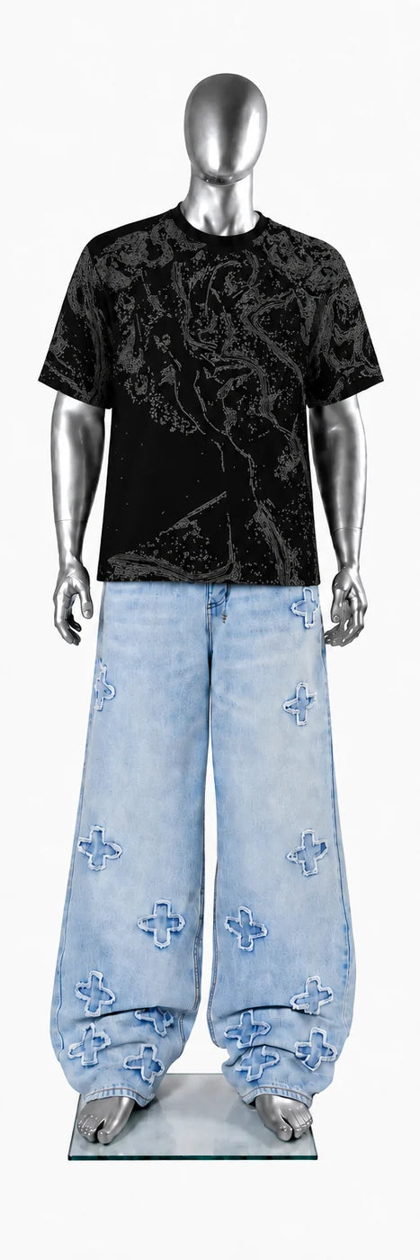 028 — Black Oversized Tee — Mannequin front