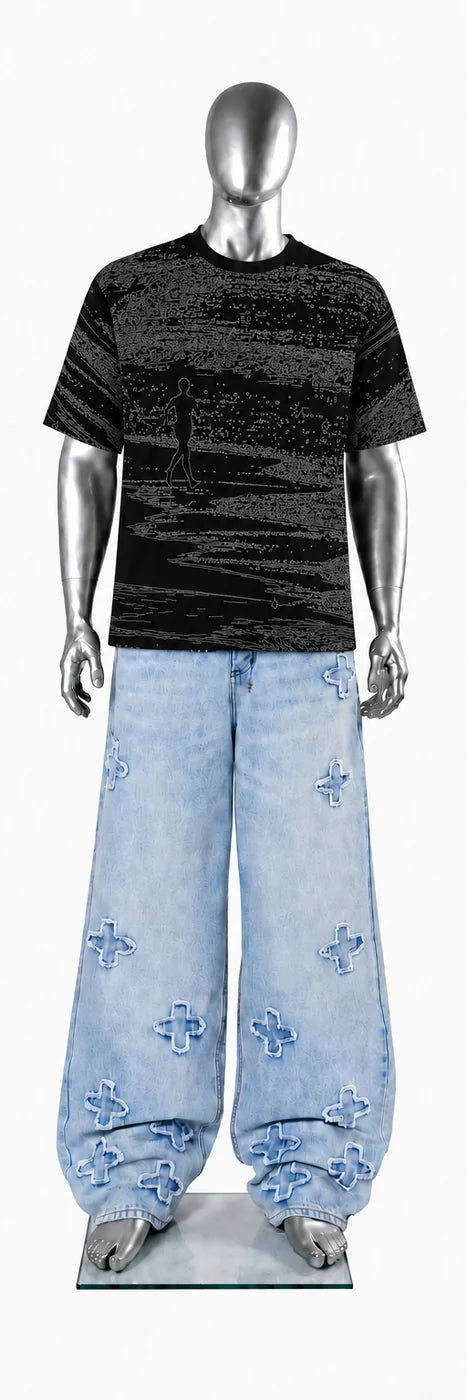 029 — Black Oversized Tee — Mannequin front