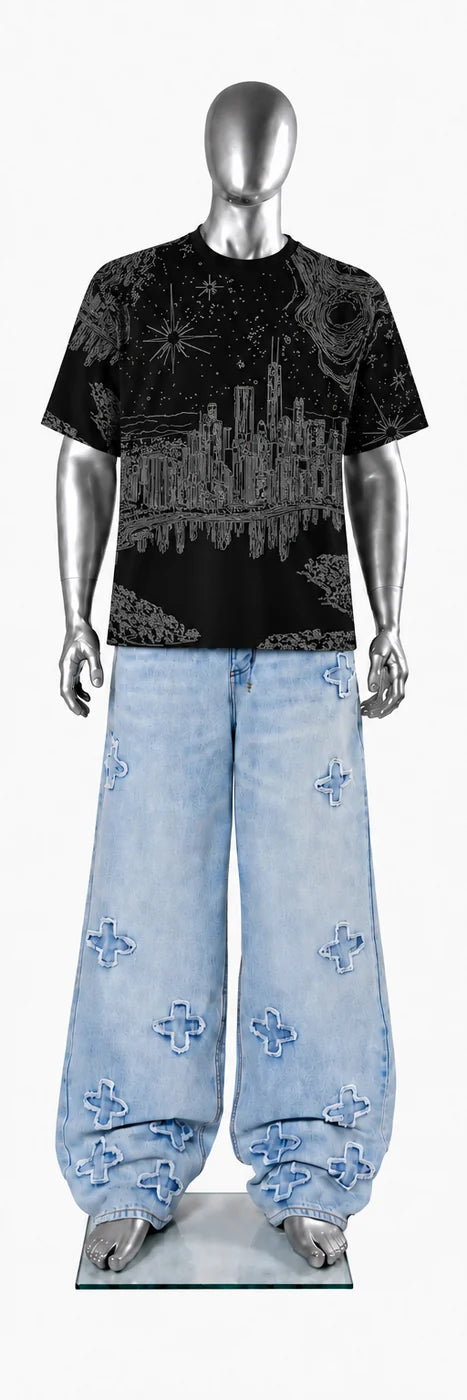 036 — Black Oversized Tee — Mannequin front