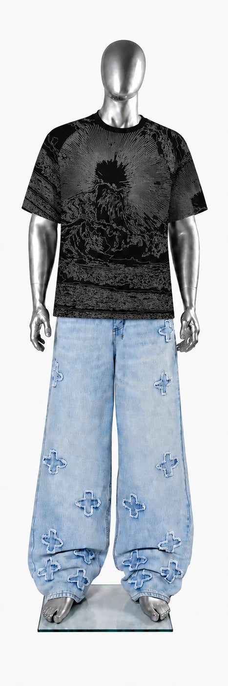 027 — Black Oversized Tee — Mannequin front