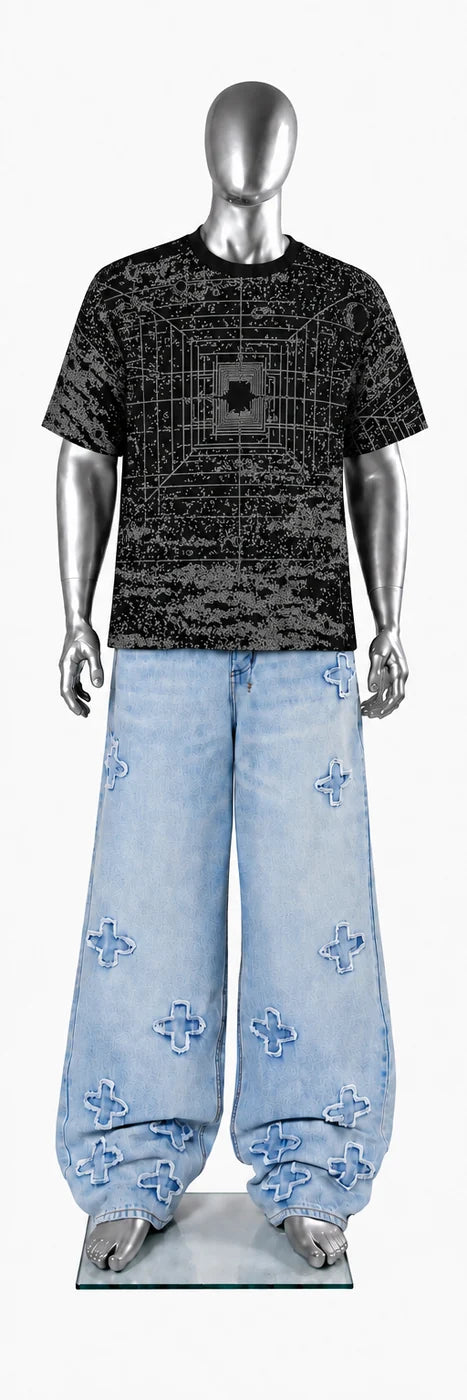 015 — Black Oversized Tee — Mannequin front