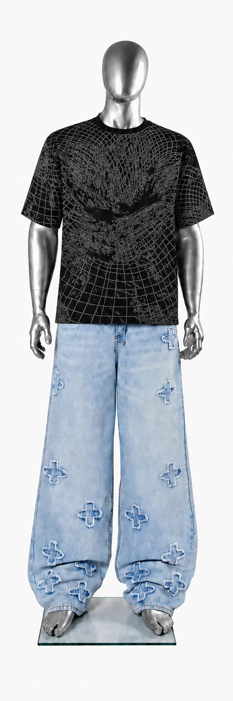 021 — Black Oversized Tee — Mannequin front