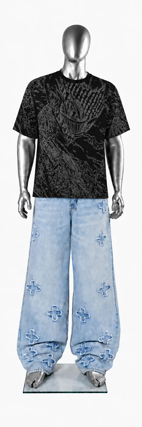013 — Black Oversized Tee — Mannequin front