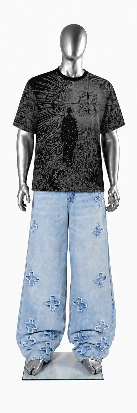 020 — Black Oversized Tee — Mannequin front