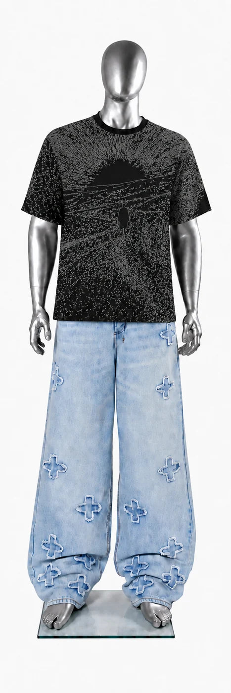 018 — Black Oversized Tee — Mannequin front