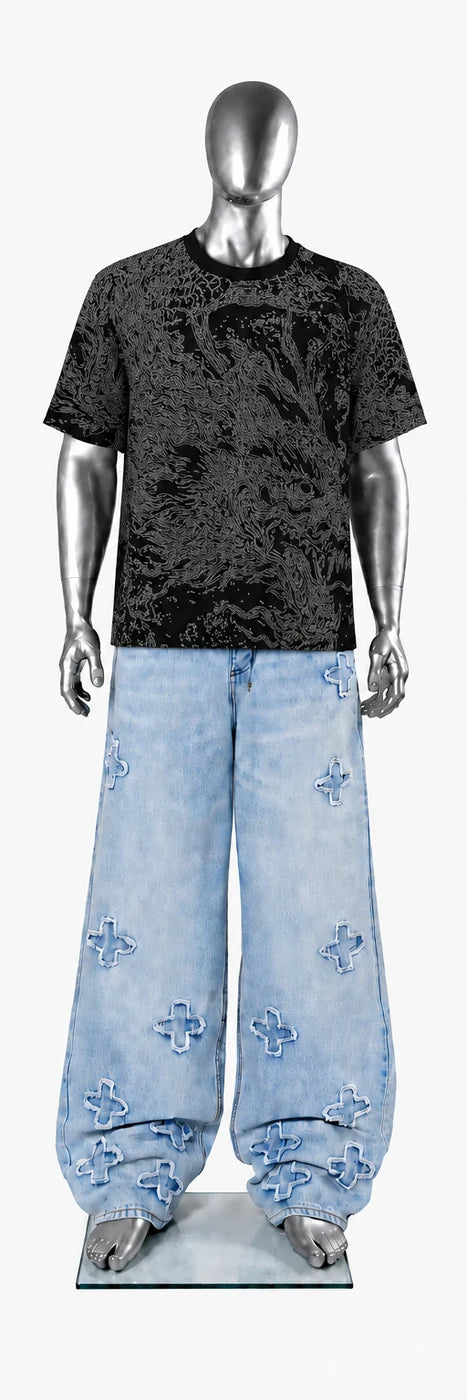 012 — Black Oversized Tee — Mannequin front