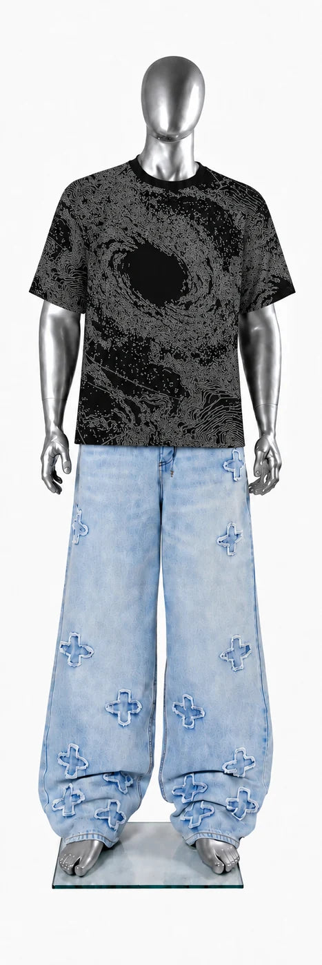 019 — Black Oversized Tee — Mannequin front