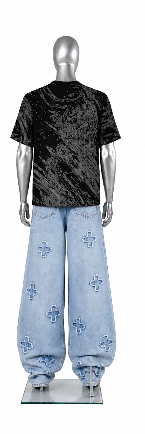 002 — Black Oversized Tee — Mannequin back
