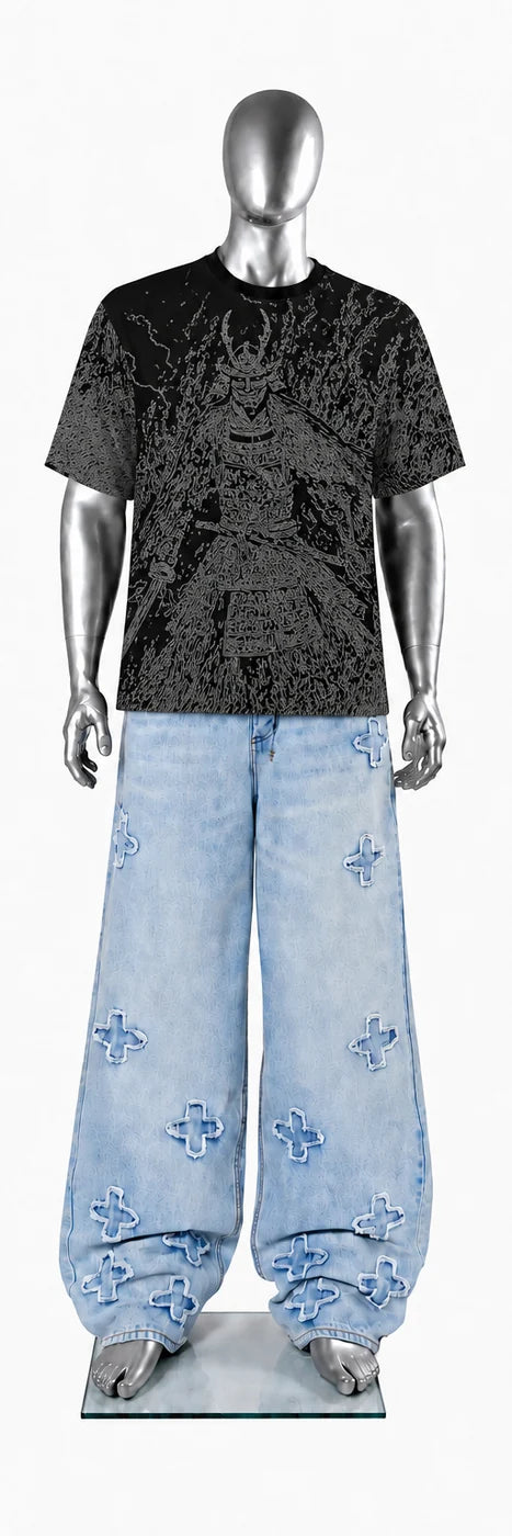 008 — Black Oversized Tee — Mannequin front