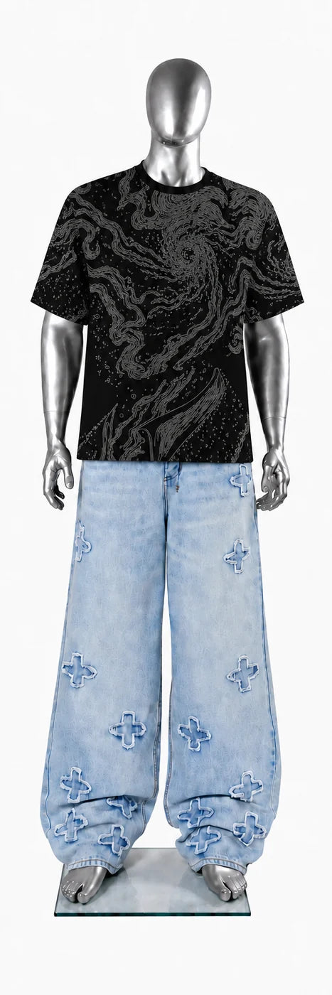 037 — Black Oversized Tee — Mannequin front