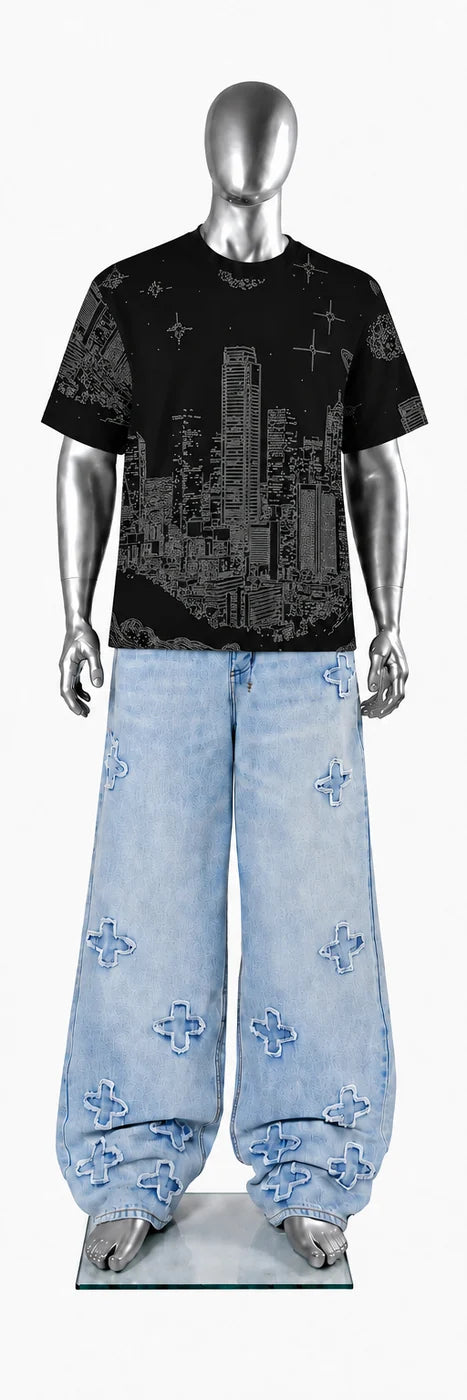 040 — Black Oversized Tee — Mannequin front