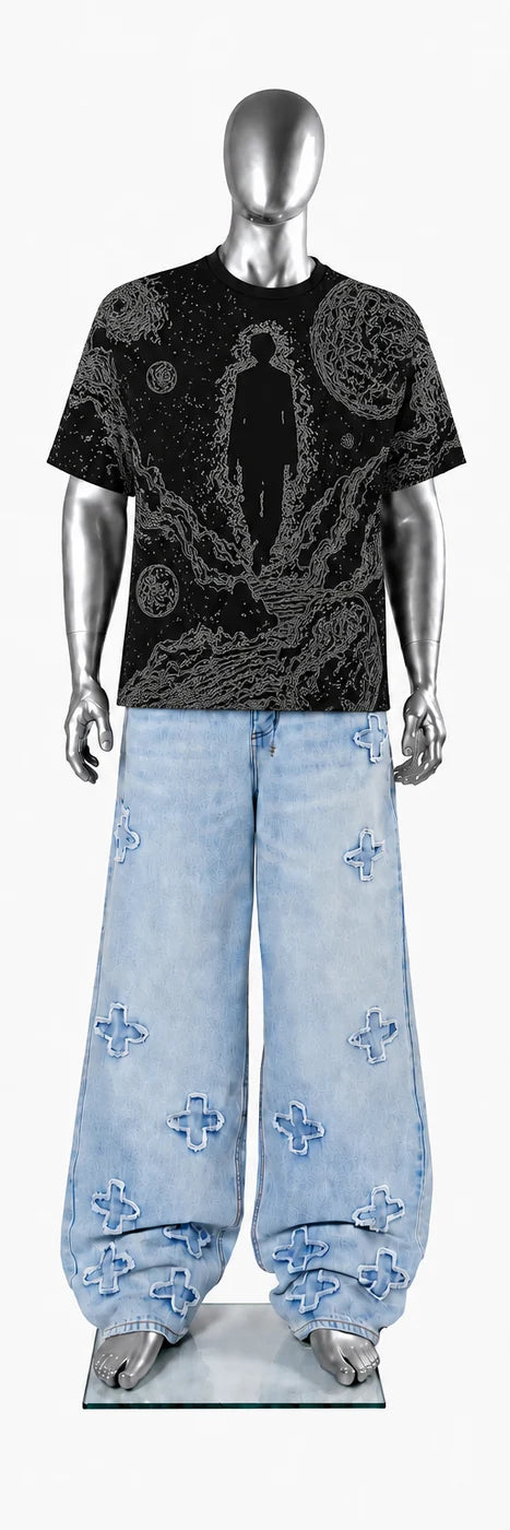 039 — Black Oversized Tee — Mannequin front