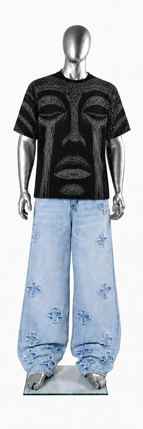 024 — Black Oversized Tee — Mannequin front