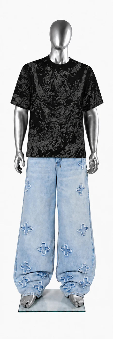010 — Black Oversized Tee — Mannequin front